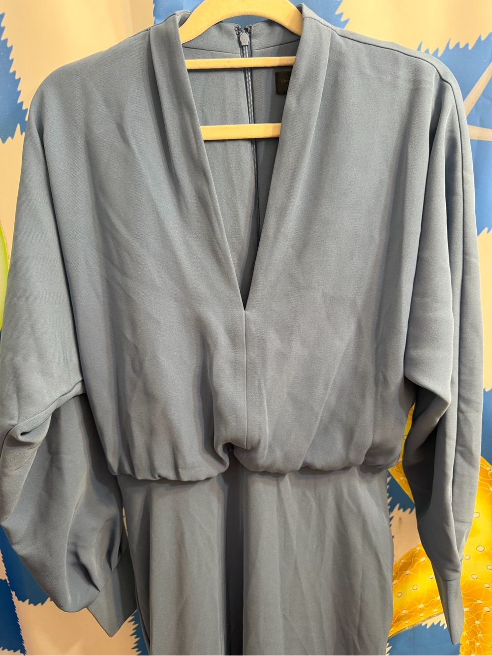 NWT Donna Karan V-Neck Women's Midi Dress in Slate Blue size 6